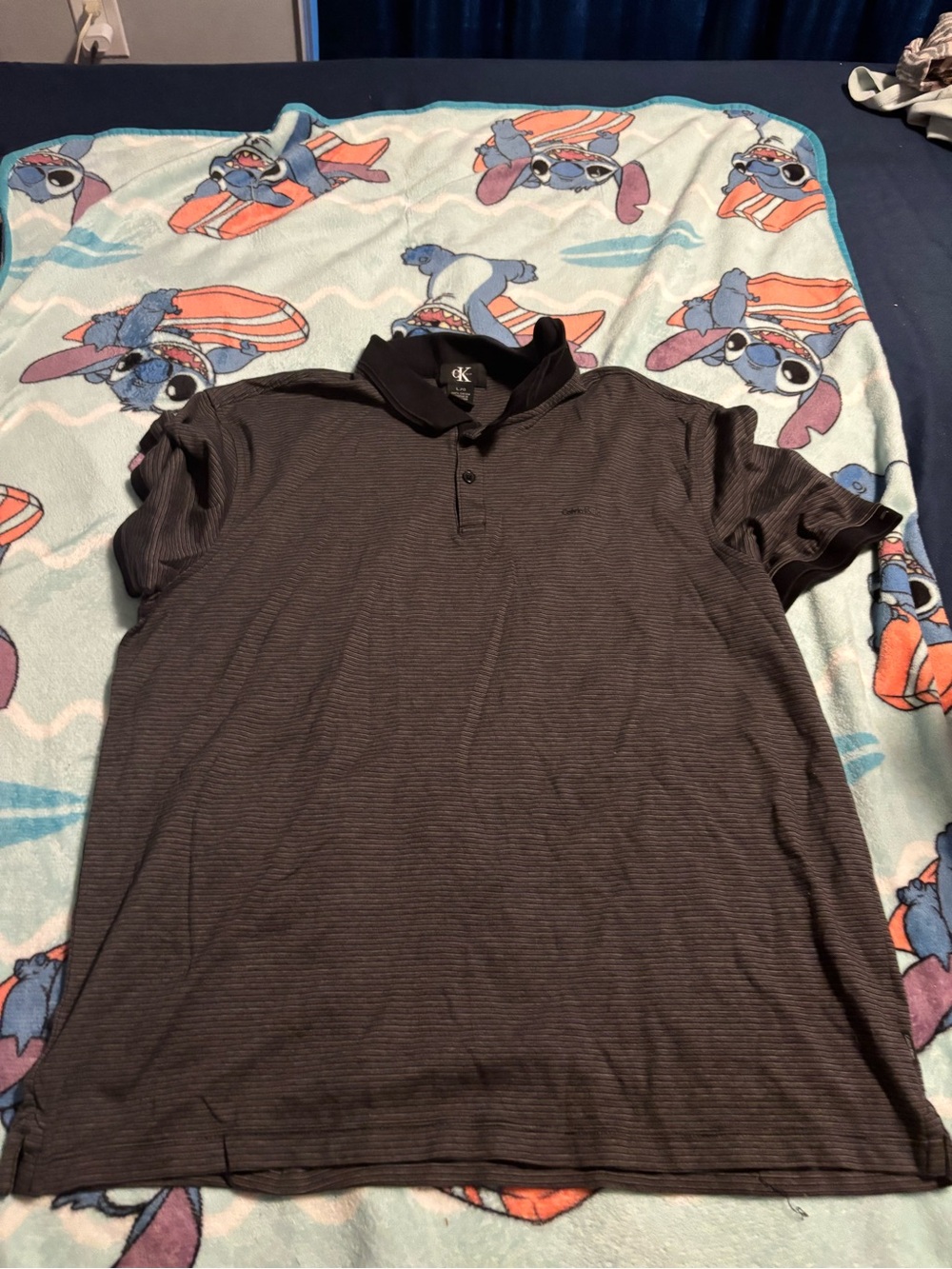 Calvin Klein Men's Dark Gray Pinstripe Polo
